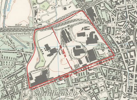 Abb 1: Areal des Standortes Alleestrasse.<