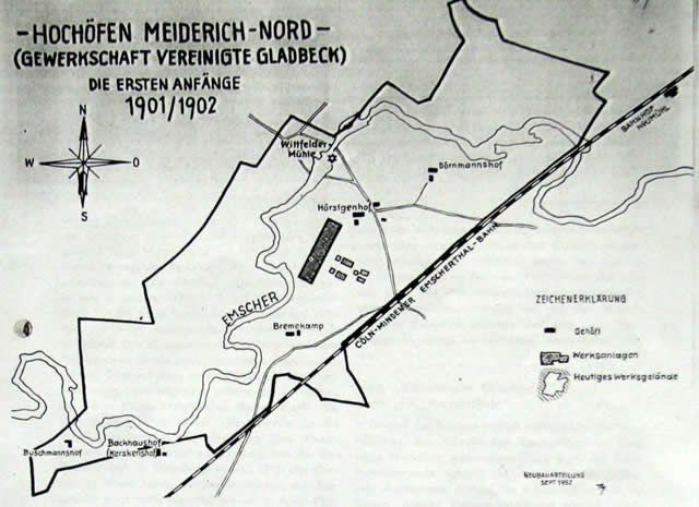 Abb. 5: Lageplan der Bauernschaft Lösort 1901, Ausschnitt aus „Hüttenpost“ 1952, 4. Jahrgang, Nr.3